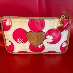 Juicy Couture Pink and Cream Polka Dot Wristlet